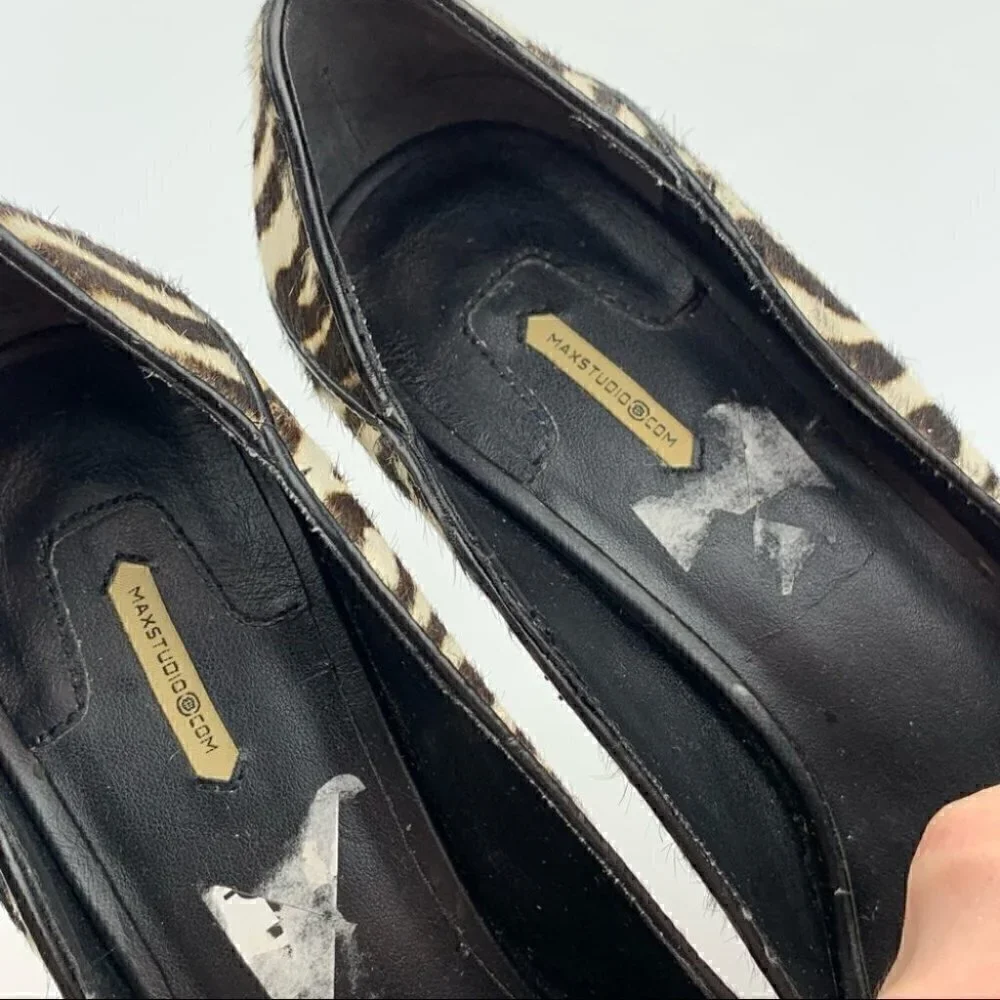 Max studio heels size 6.5 calf hair peep toe